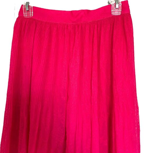 H&M Raspberry Pink Textured Zipper Waist Loose Maxi Skirt Size 4 - Picture 2 of 6